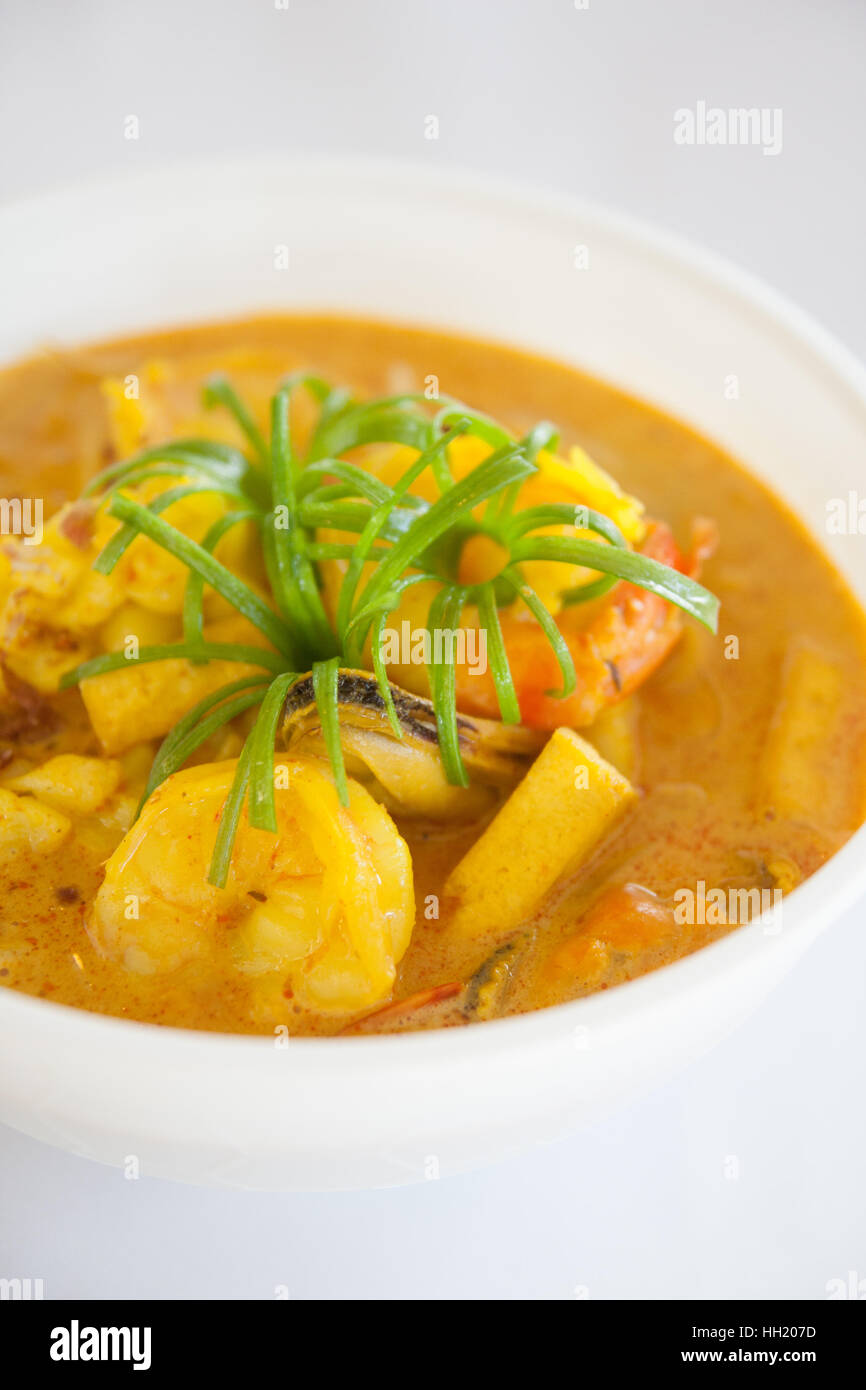 Yellow curry with prawn Stock Photo