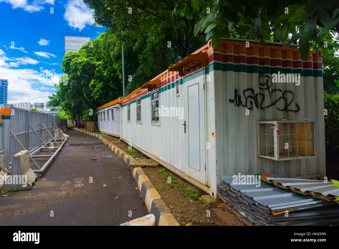 Zinc fence for covering construction area photo taken in Jakarta