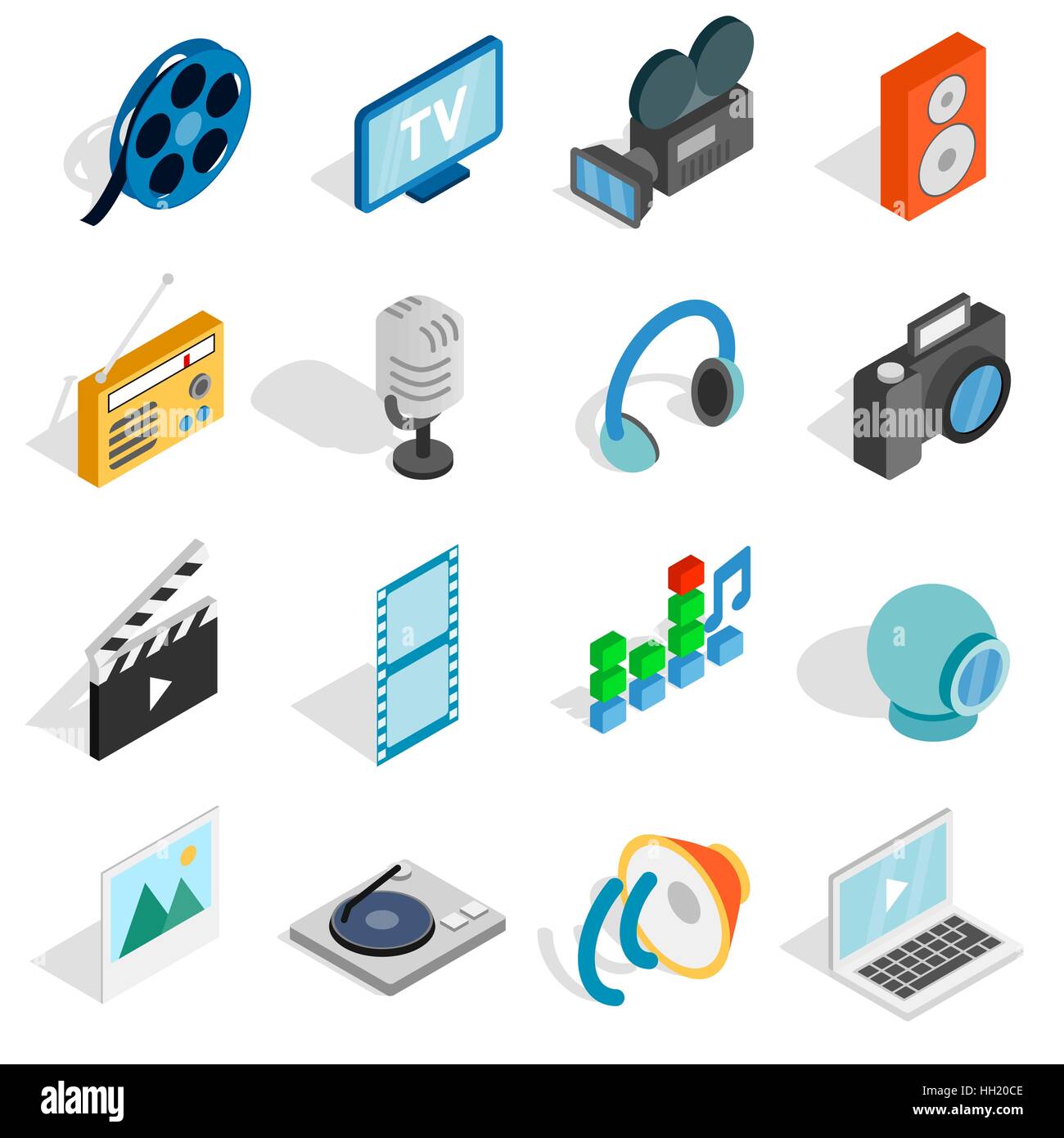 Media icons set, isometric 3d style Stock Vector Image & Art - Alamy