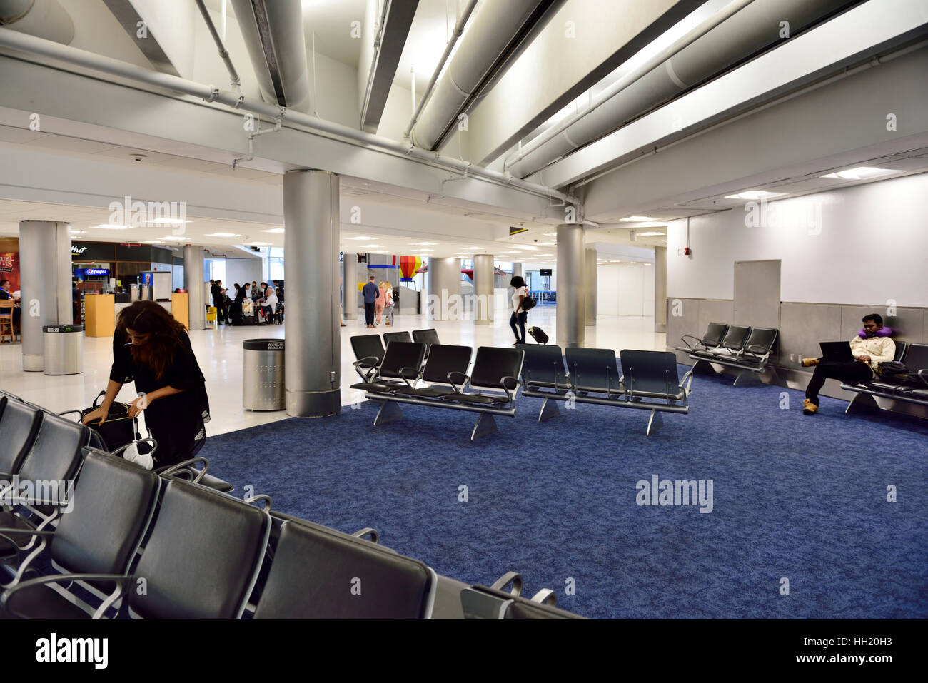 Airport boarding gate departure lounge, Miami International Airport (MIA), Florida Stock Photo