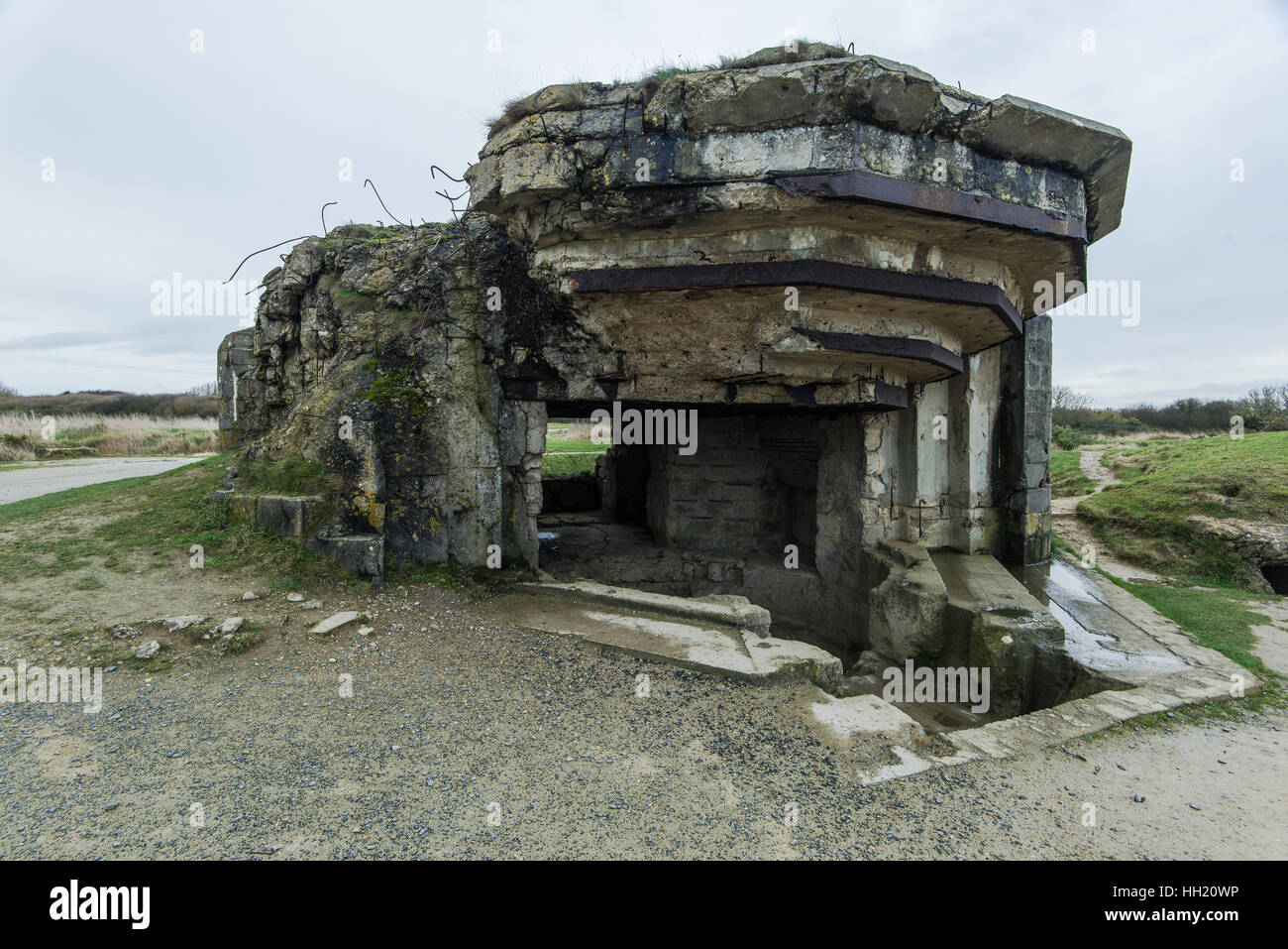 Pointe Du Hoc in Normandy, site of the Ranger invasion during World War II in France Stock Photo