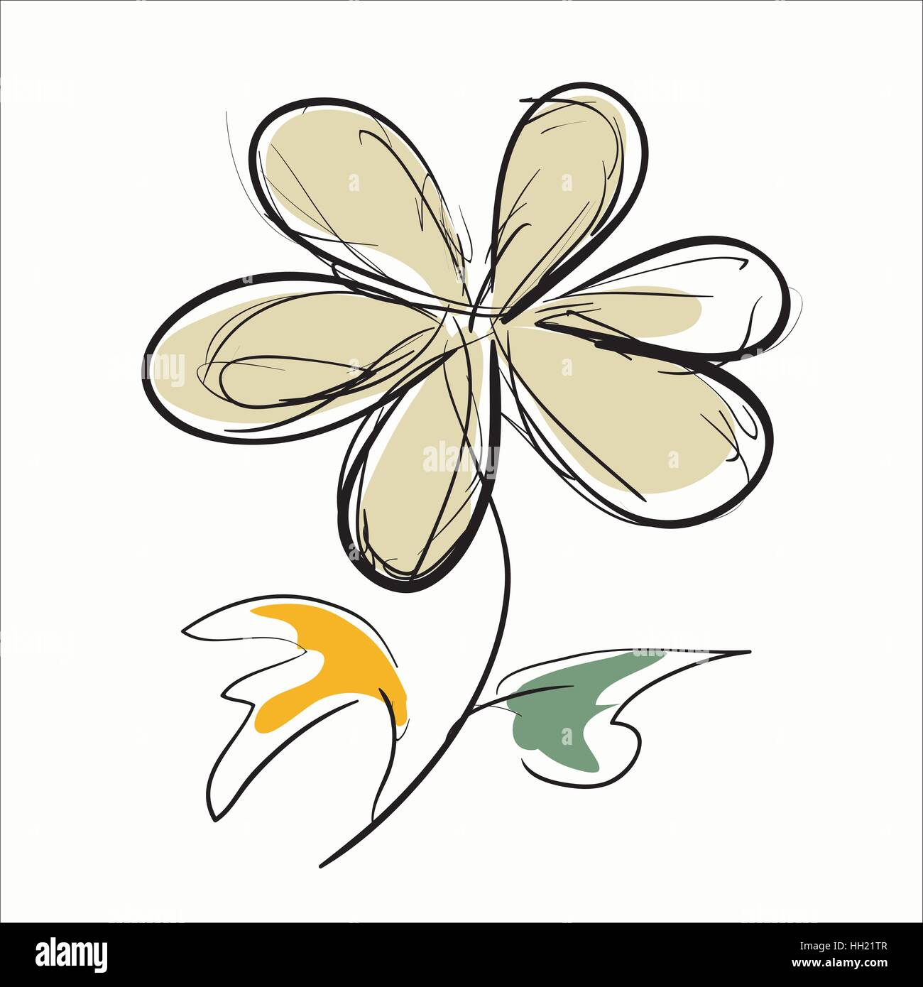 Flower hand drawn on the white background Stock Vector Image & Art - Alamy