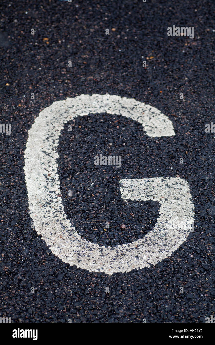 Letter G painted on the road Stock Photo