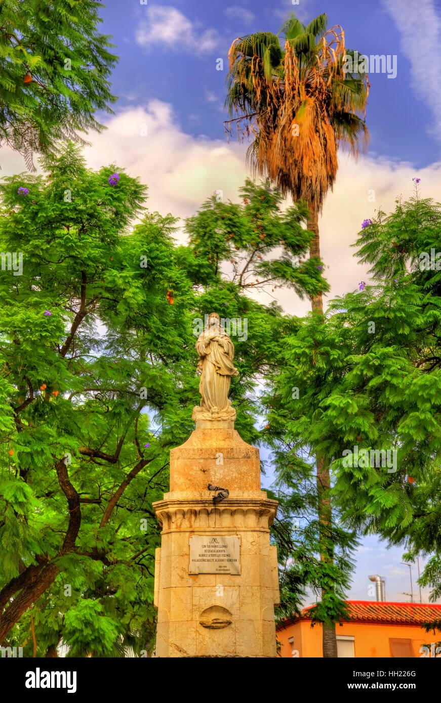Monument on Capuchinos Square in Malaga, Spain Stock Photo