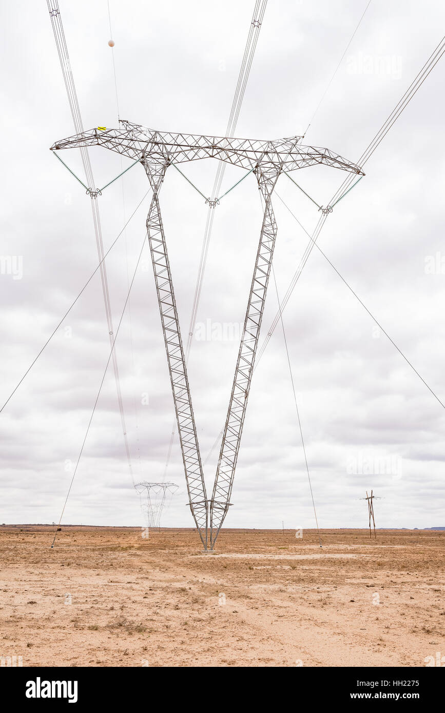 High voltage power lines between Jacobsdal and Koffiefontein in the