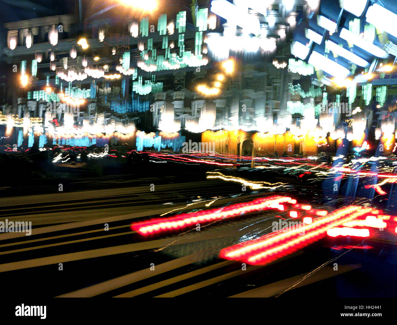 motion blur abstract background. midnight traffic. city lights. Stock Photo