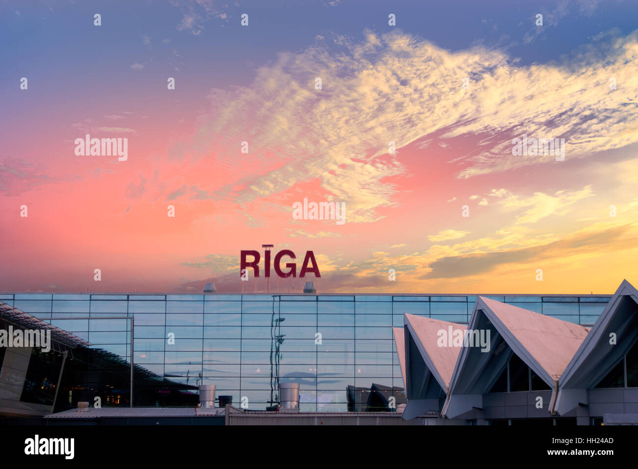 Riga international airport building exterior Stock Photo