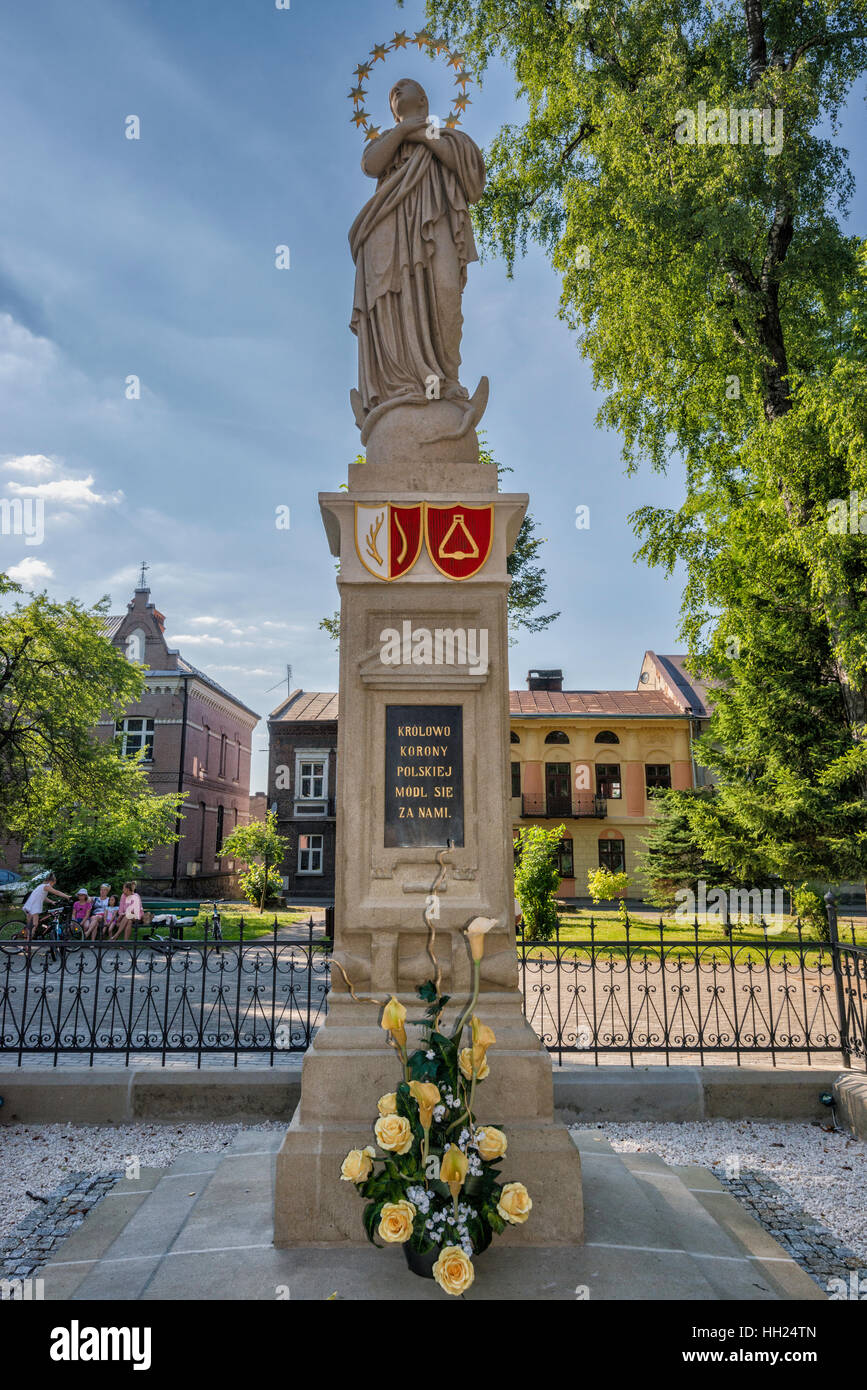 Virgin Mary statue in Lesko,  Bieszczady region, Malopolska, Poland Stock Photo
