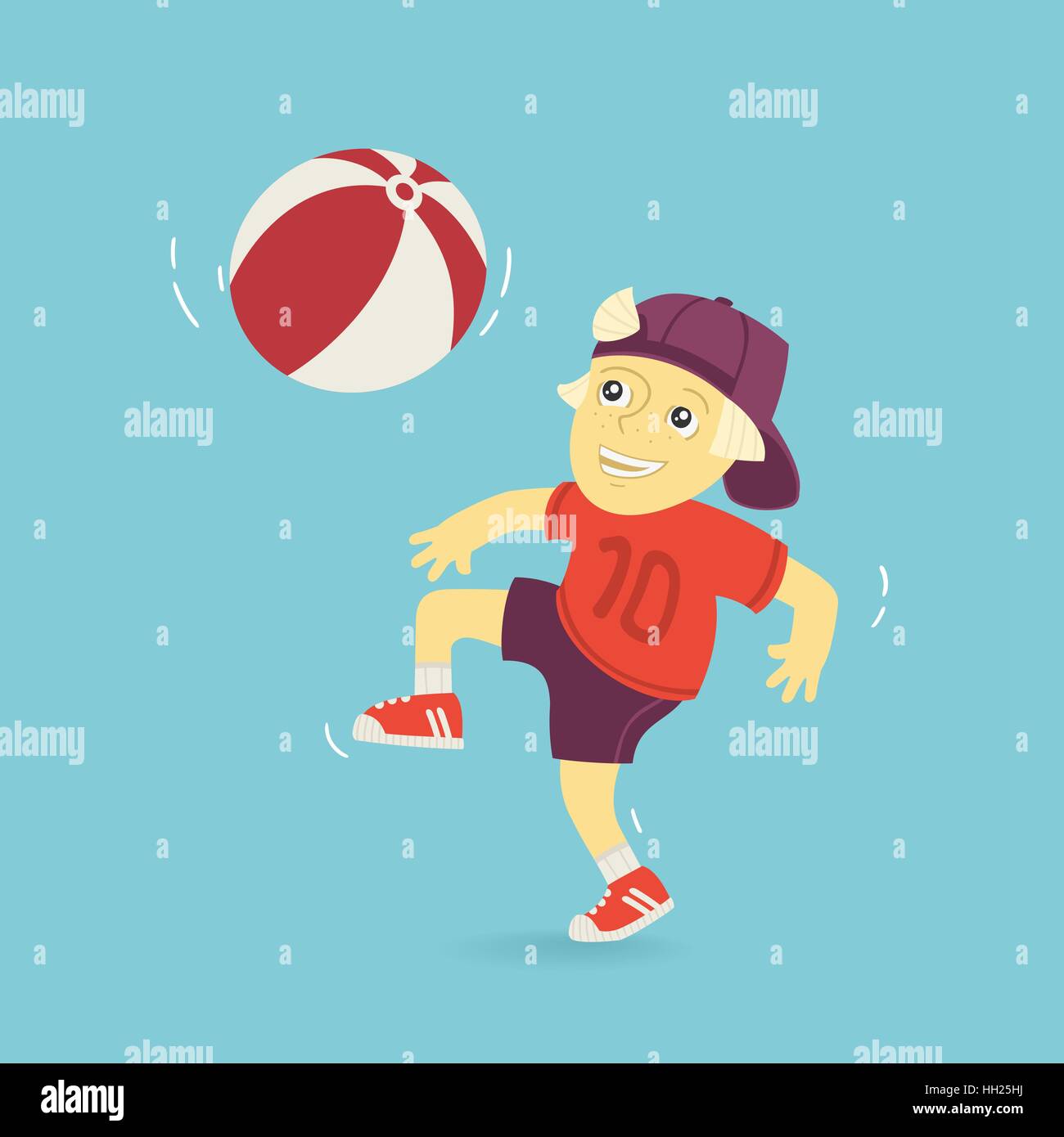 Boy Playing Ball Vector Illustration Stock Vector