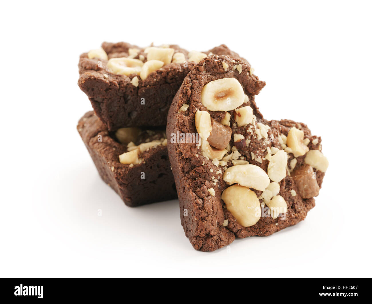 homemade heart shaped chocolate cookies with hazelnuts and chocolate