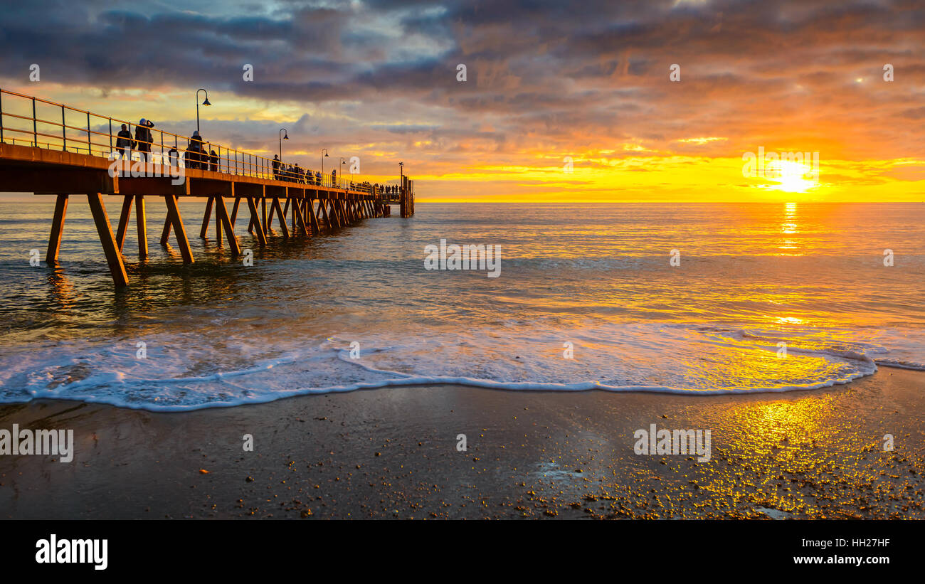 Glenelg Jetty at sunset Stock Photo Alamy