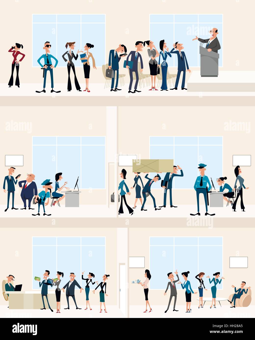 Vector illustration of a businessmen in big office Stock Vector Image ...