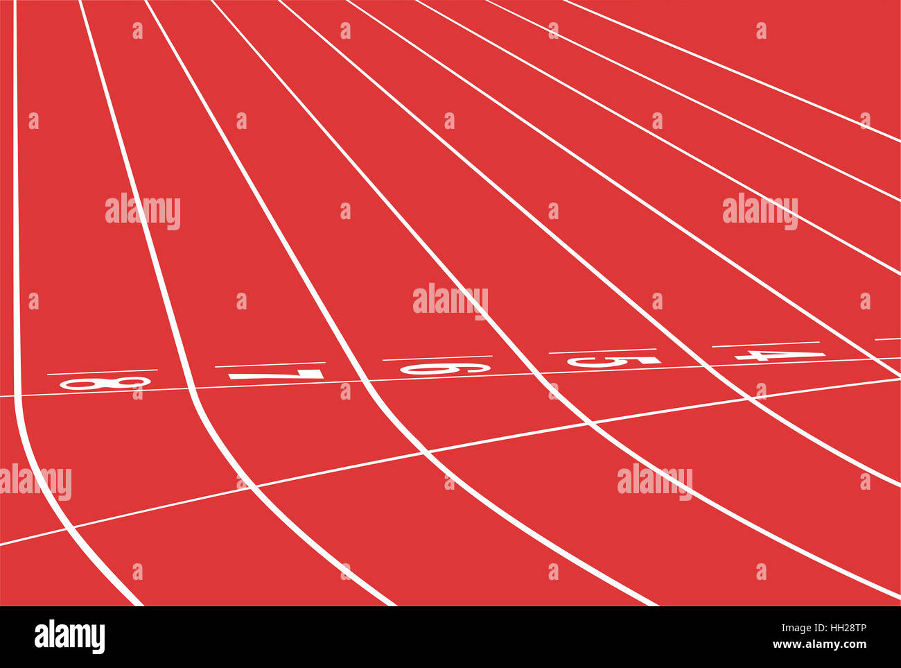 red track running sports stadium finish line Stock Photo