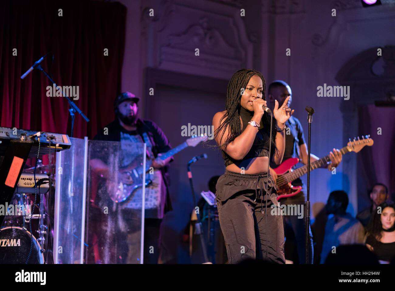 Ray BLK singing with her band at a live concert in September 2016. Stock Photo