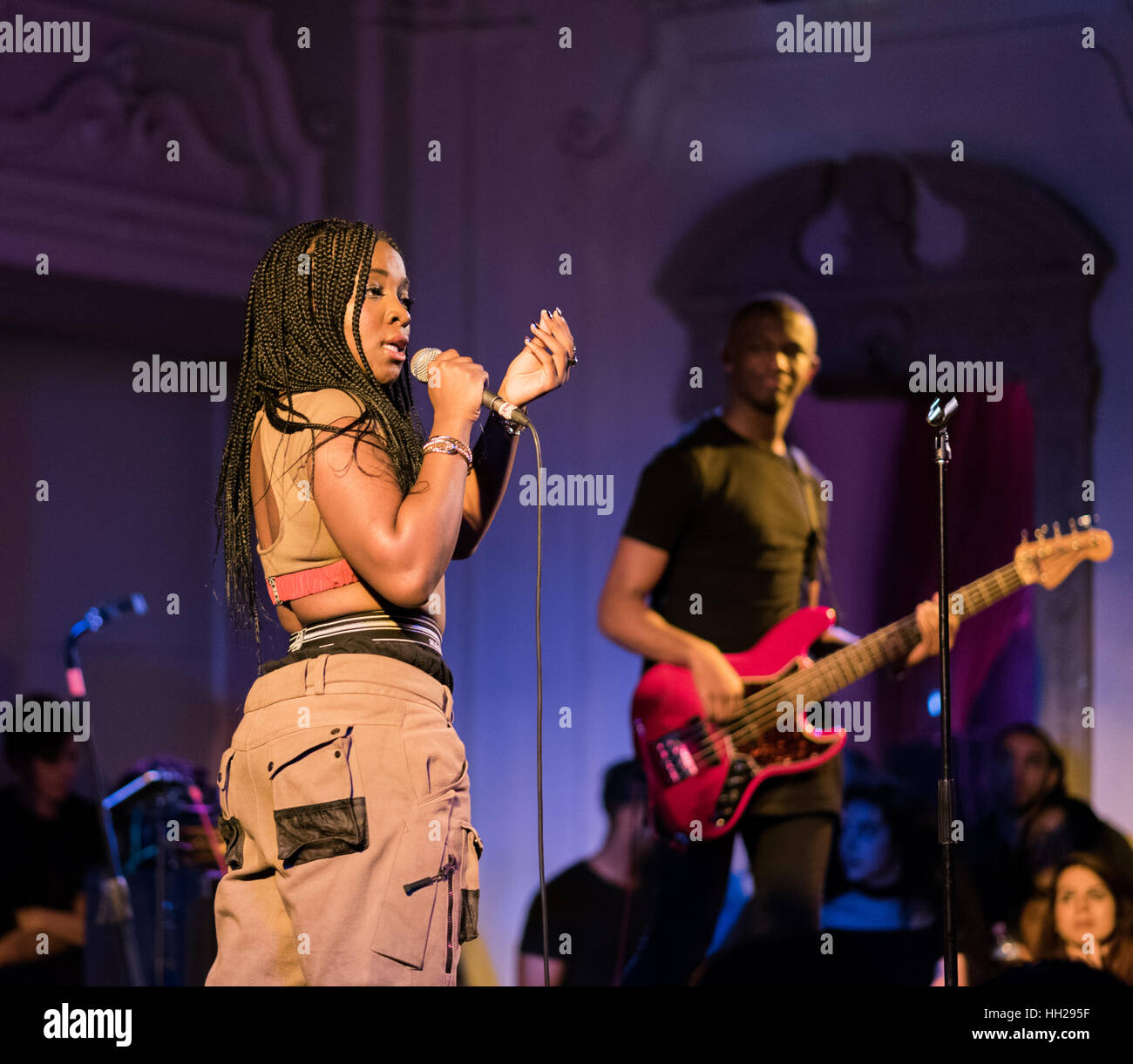 Ray BLK singing with her band at a live gig in September 2016. Stock Photo