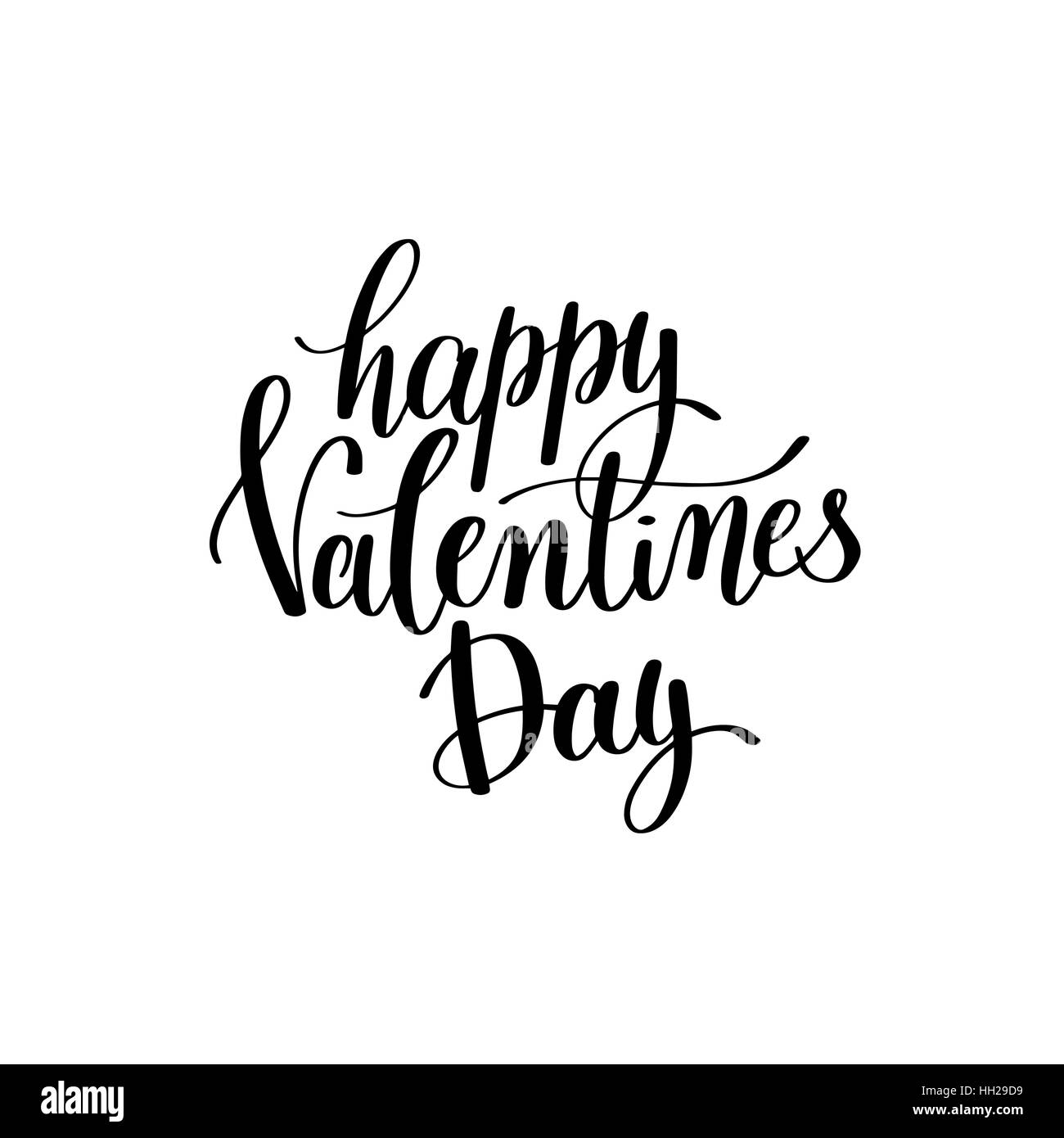 happy valentines day black and white hand written lettering abou Stock ...