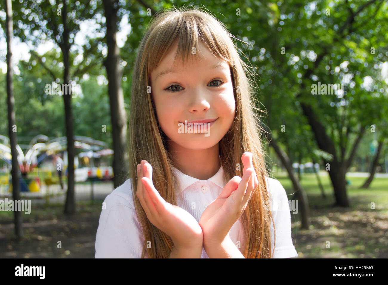 Photo of cute girl with long hair Stock Photo - Alamy