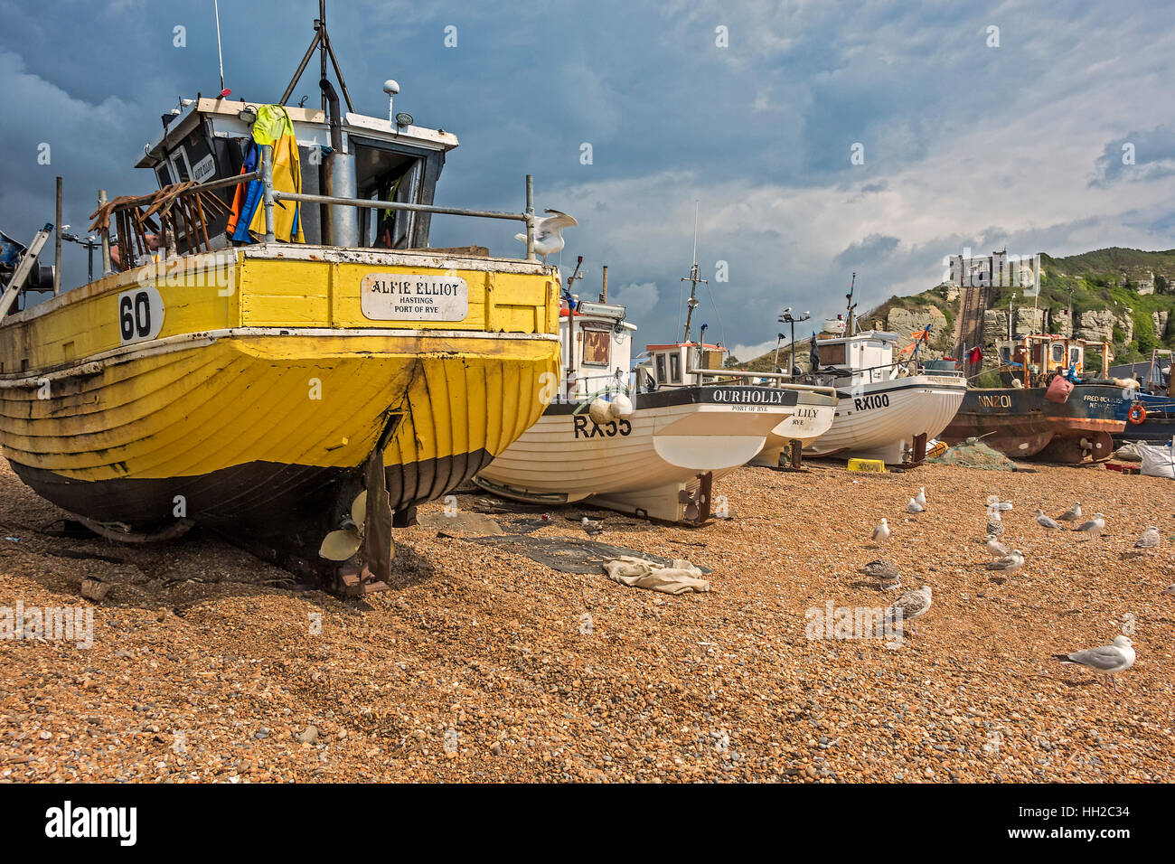 Fishing boats on the beach hi-res stock photography and images - Alamy