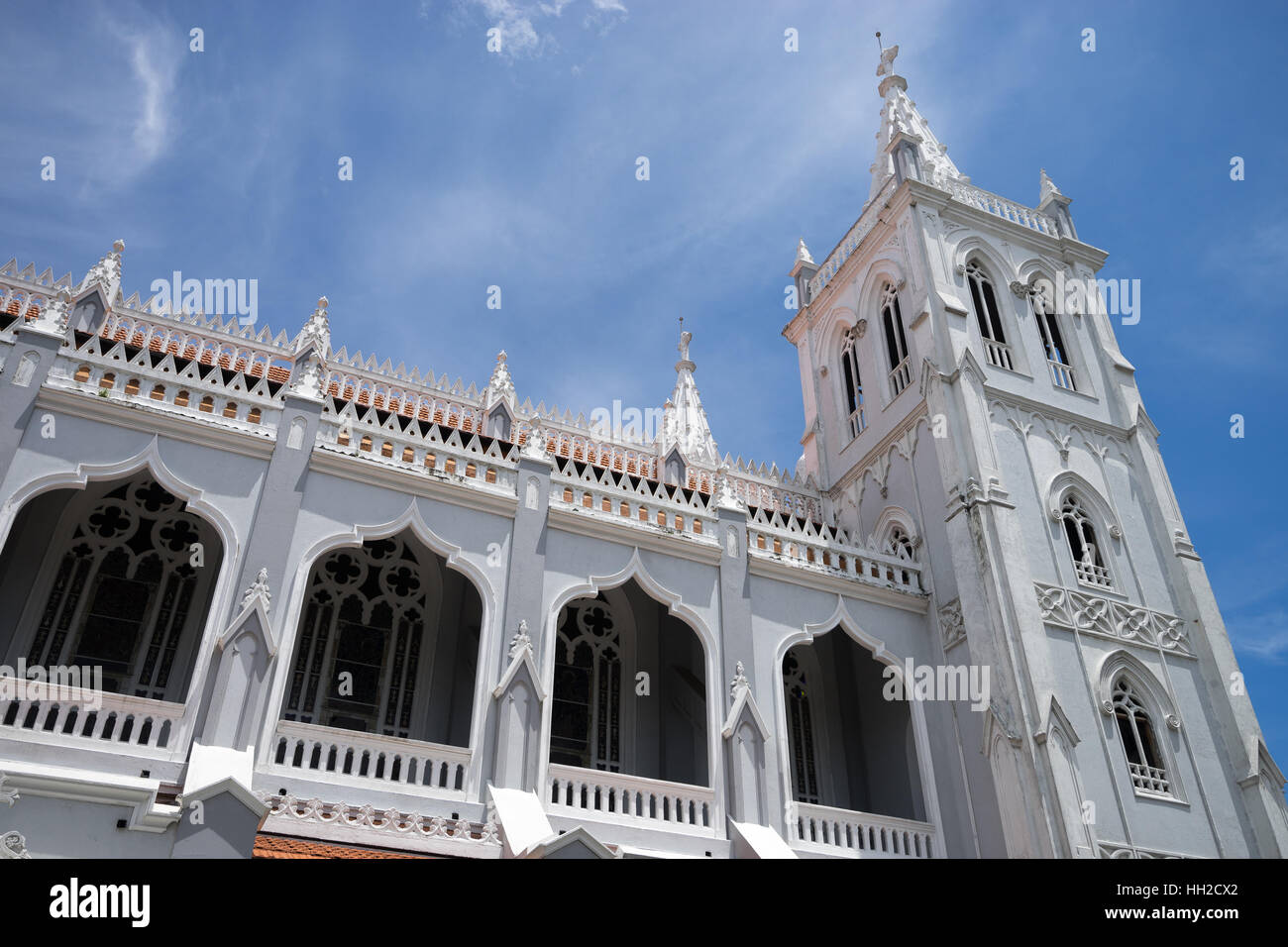 cathedral facade closeup details in Colon Panama Stock Photo