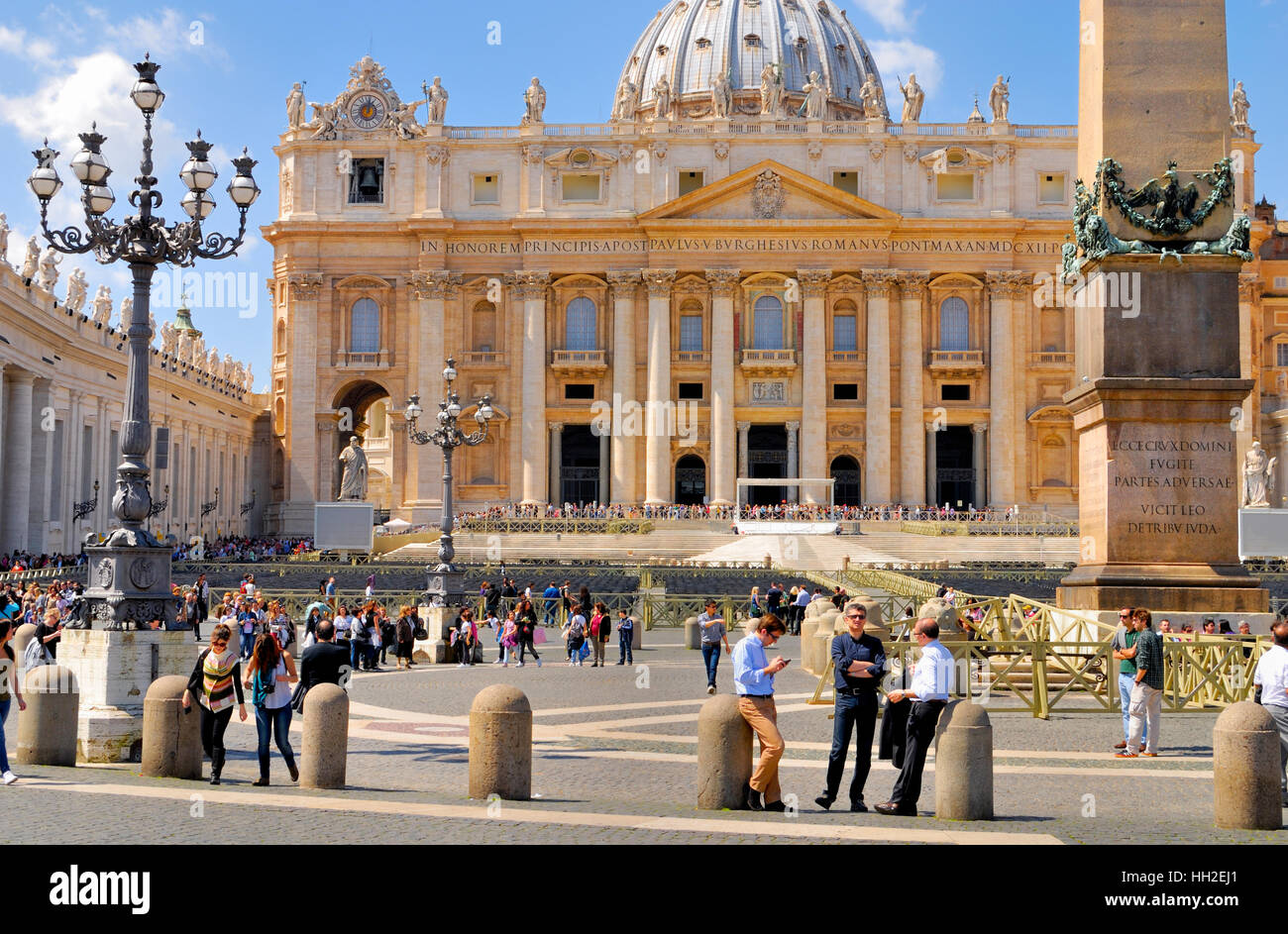 St Peter's Basilica, crowded with tourists and pilgrims, unidentified, from all over the world. April 13, 2013 in Rome, Italy. Stock Photo