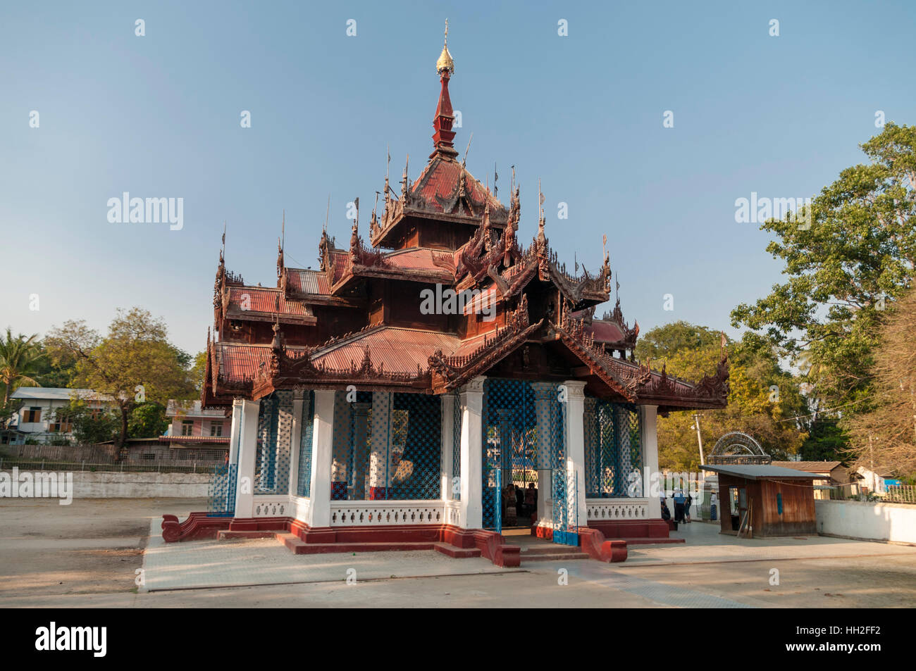 Pavilion housing Mingun bell in Mandalay Region, Myanmar (Burma). Stock Photo