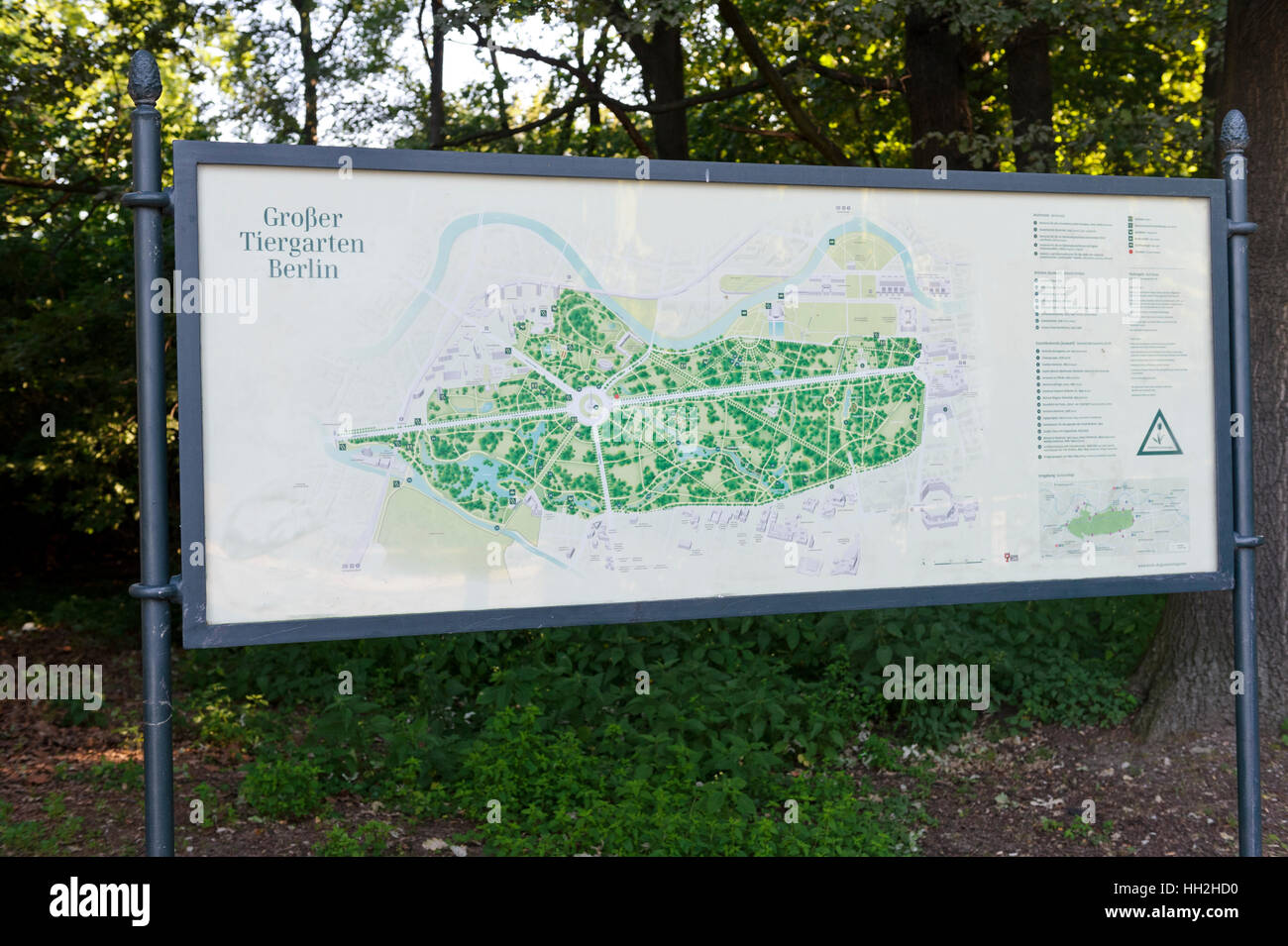 A Map of the Tiergarten Park in Berlin, Germany. Stock Photo