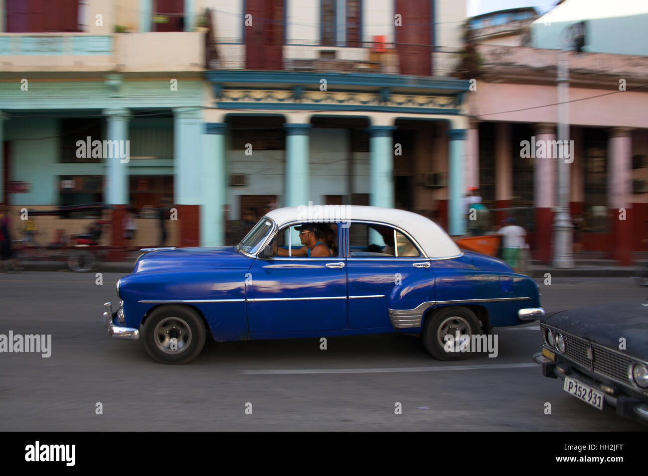 Old classic American car / typical taxi  in Havana, Cuba Stock Photo