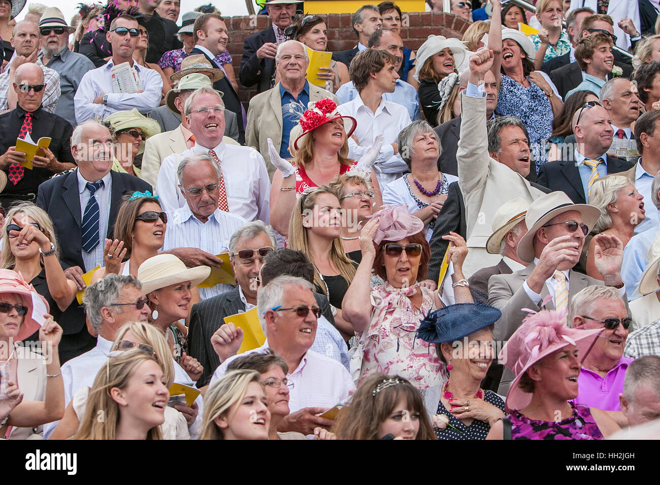 Crowd  of  racing fans at Goodwood Racecourse Stock Photo