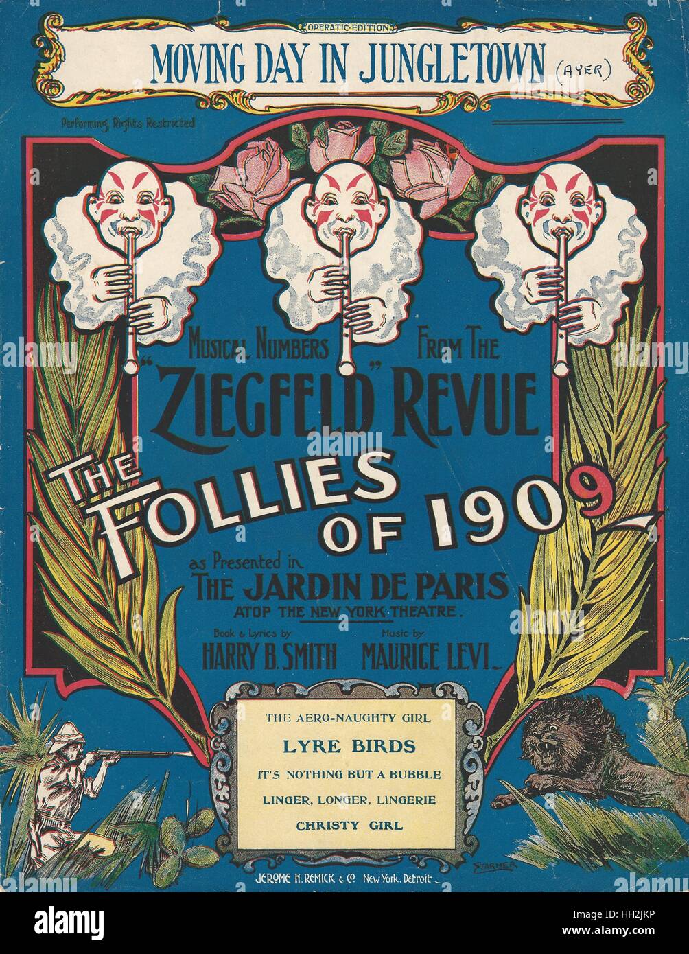 "The Follies of 1909" Ziegfeld Musical Sheet Music Cover Stock Photo