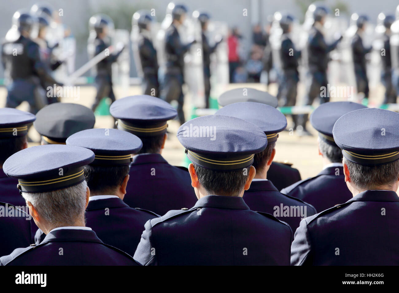 Japanese police officers, Sietusiki ceremony Stock Photo