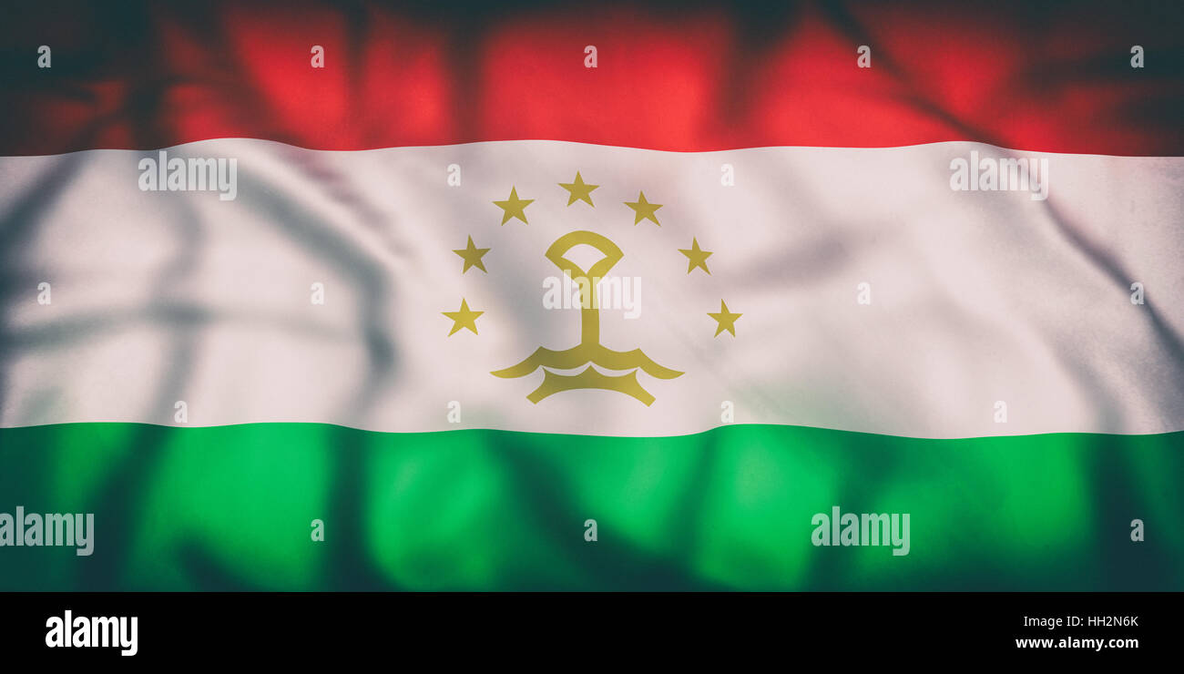 3d rendering of an old Republic of Tajikistan flag waving Stock Photo