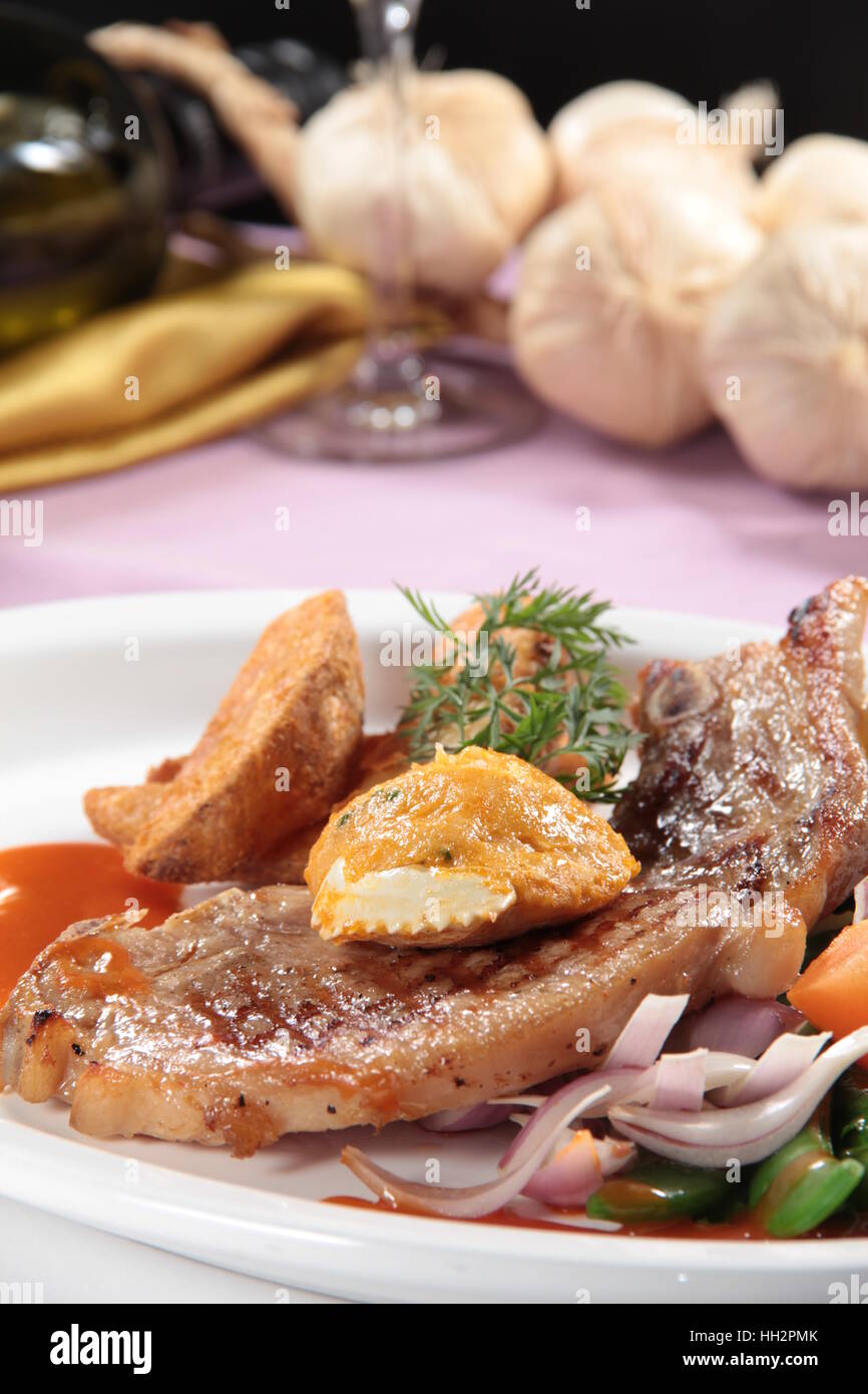 pork chop and steak Stock Photo Alamy