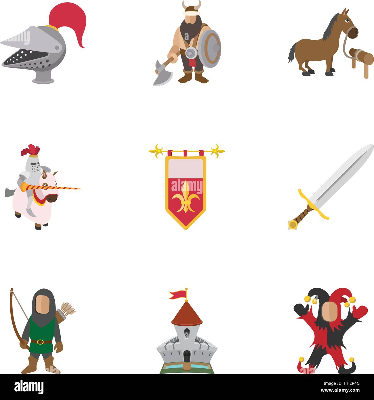 Medieval knight icons set, cartoon style Stock Vector Image & Art - Alamy