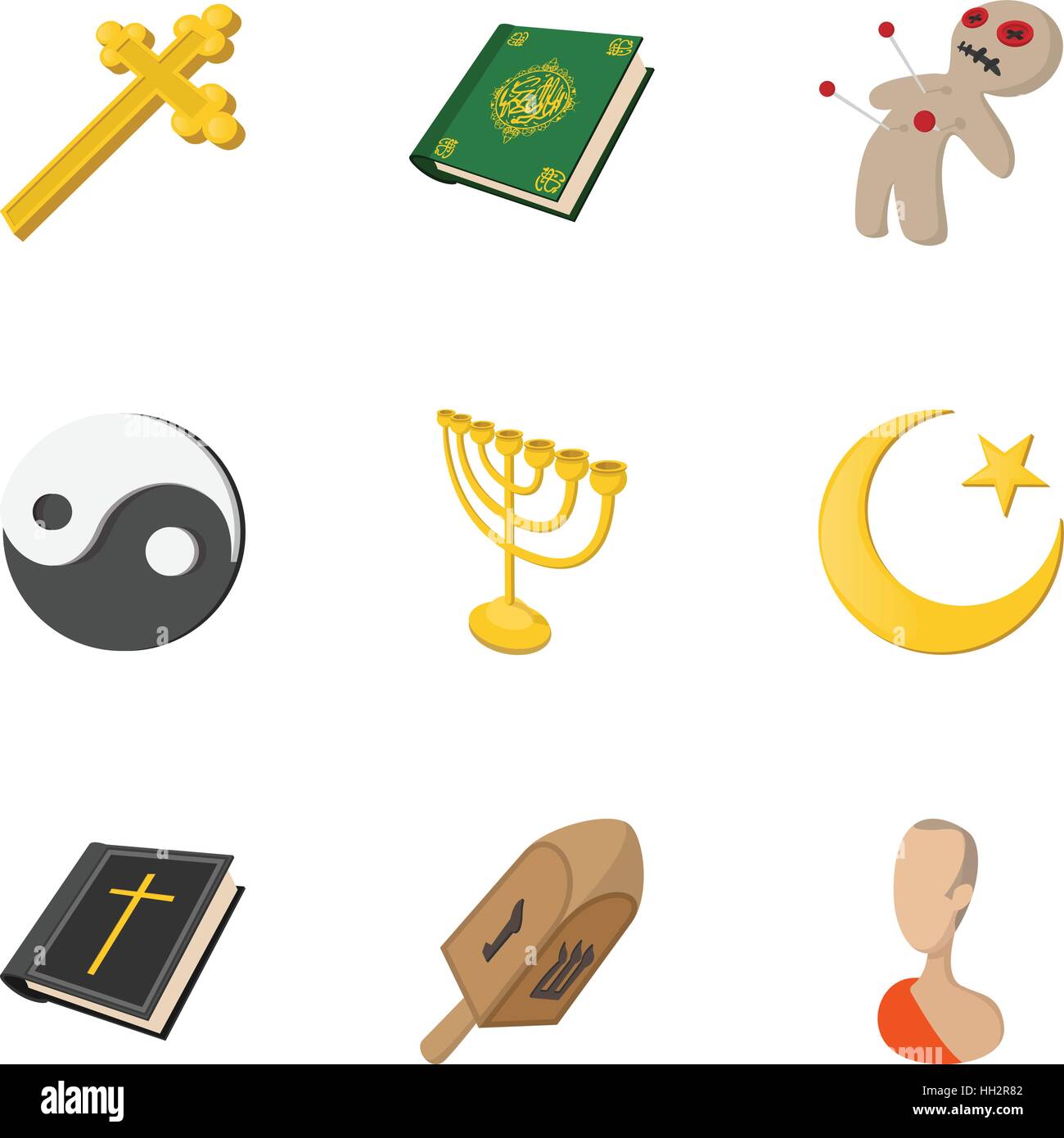 Beliefs icons set, cartoon style Stock Vector