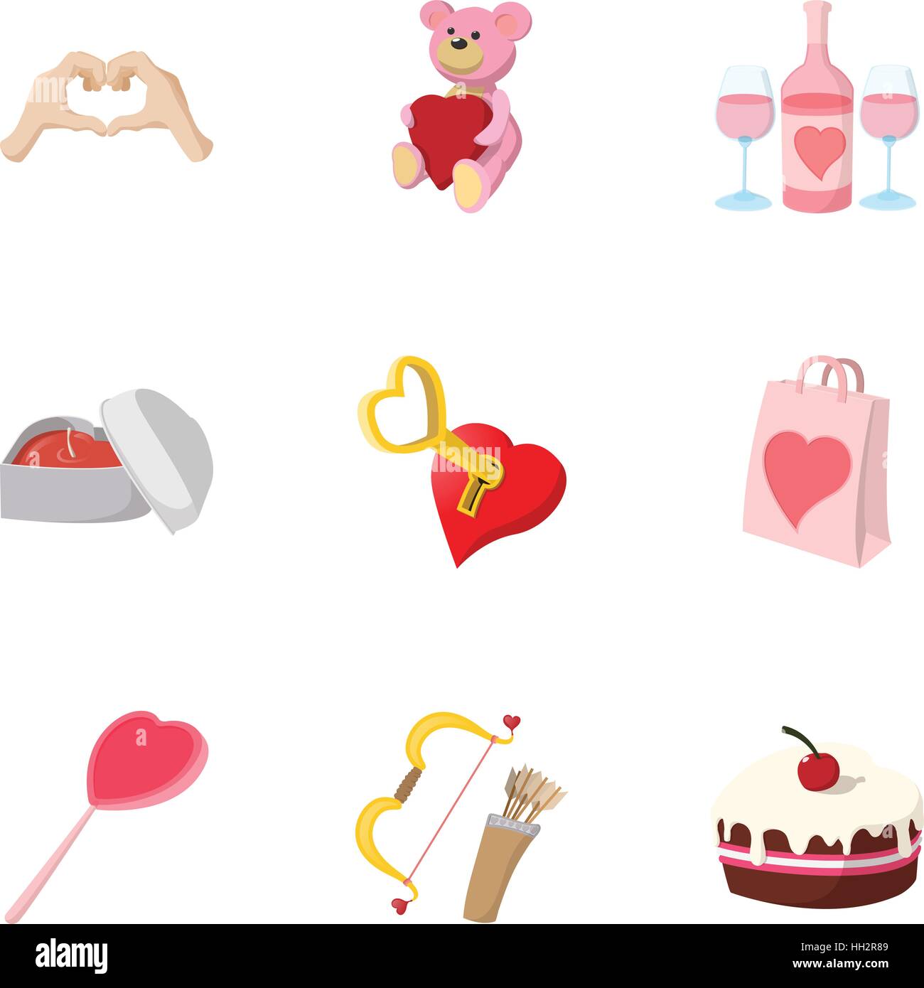 Valentines day icons set, cartoon style Stock Vector Image & Art - Alamy