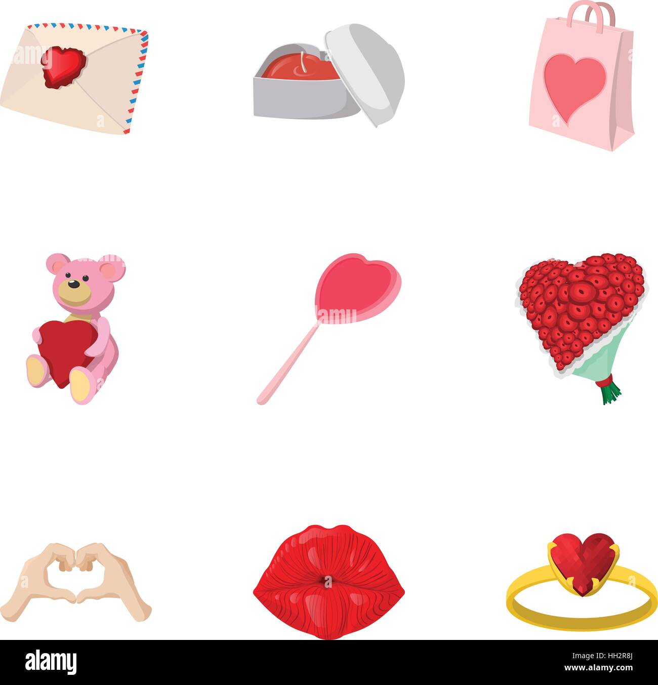 Saint Valentines day icons set, cartoon style Stock Vector Image & Art ...