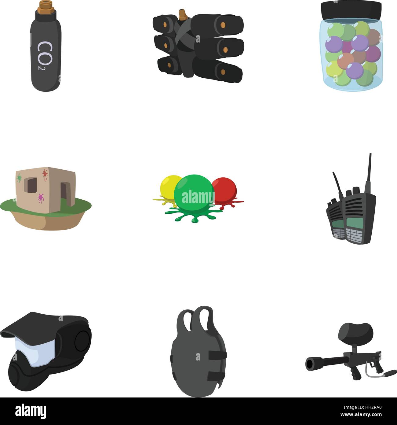 Competition paintball icons set, cartoon style Stock Vector Image & Art ...