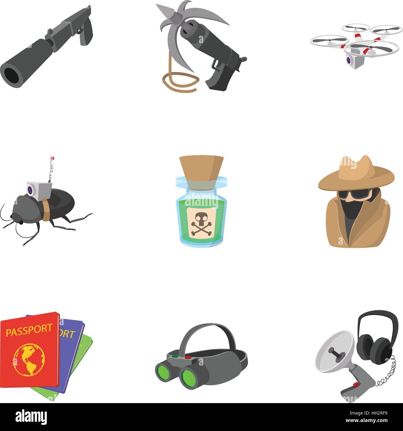 Spy icons set, cartoon style Stock Vector Image & Art - Alamy