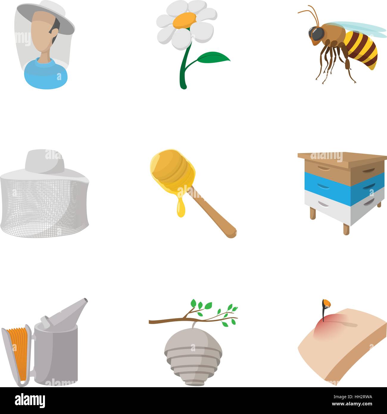 Apiary icons set, cartoon style Stock Vector Image & Art - Alamy