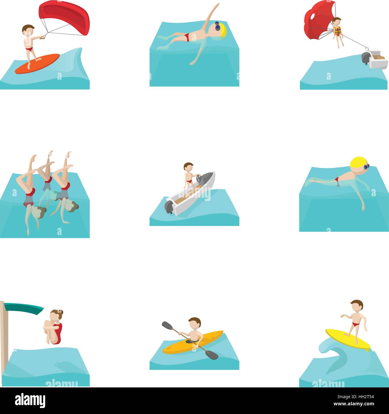 Water sport icons set, cartoon style Stock Vector Image & Art - Alamy