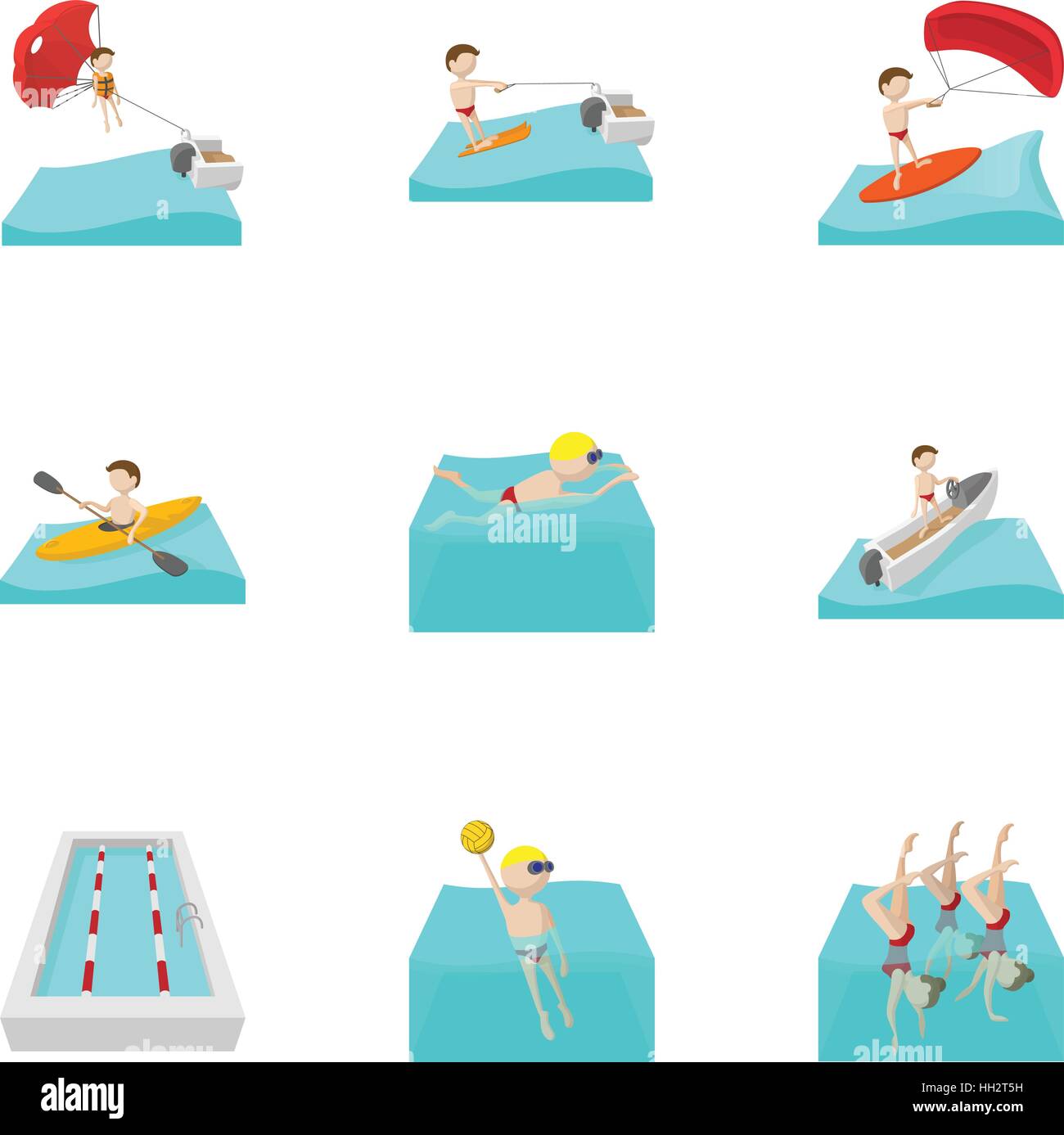 Water exercise icons set, cartoon style Stock Vector Image & Art - Alamy
