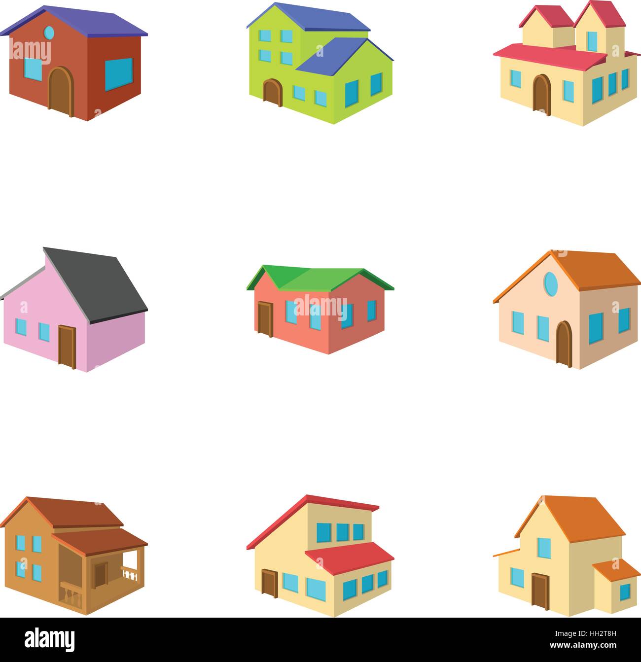 Building icons set, cartoon style Stock Vector Image & Art - Alamy