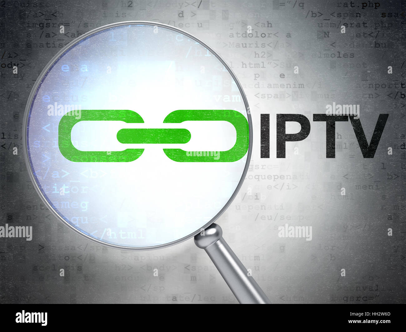 Web design concept: Link and IPTV with optical glass Stock Photo - Alamy
