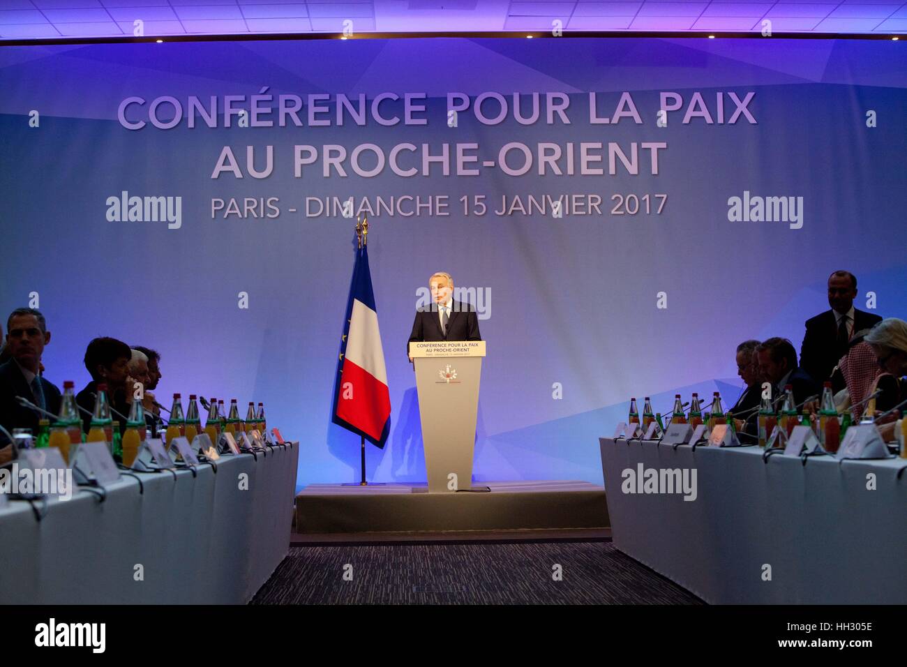 Paris, France. 15th Jan, 2017. Political figures attend the Middle East Peace Conference, Paris, France. International summit. 7O countries have participated in the summit. Jean-Marc Ayrault, French politician, Foreign Affaires Minister of France. Credit: Ania Freindorf/Alamy Live News Stock Photo