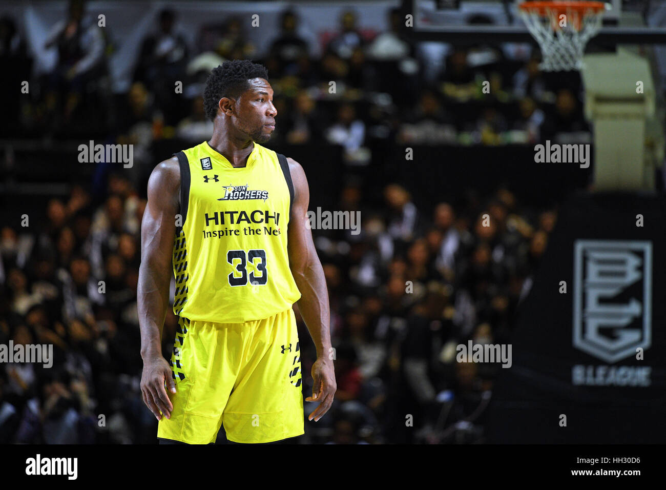 Tokyo, Japan. 15th Jan, 2017. Ira Brown (Sunrockers) during the B League All Star Game 2017 Dunk contest at 1st Yoyogi Gymnasium in Tokyo, Japan. Credit: Aflo Sport/Alamy Live News Stock Photo