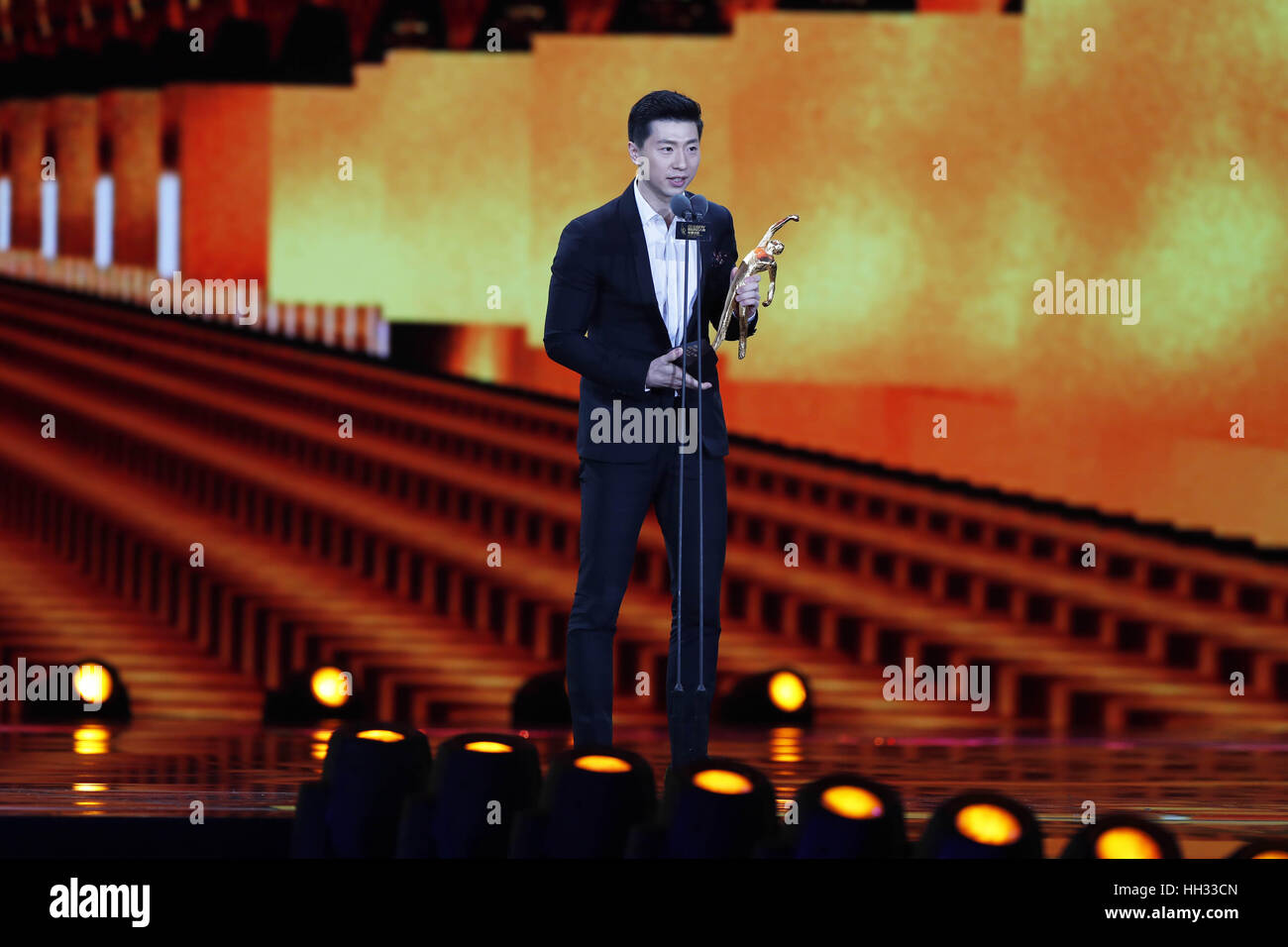 Beijing, China. 15th Jan, 2017. Table tennis GrandSlam winner Ma Long