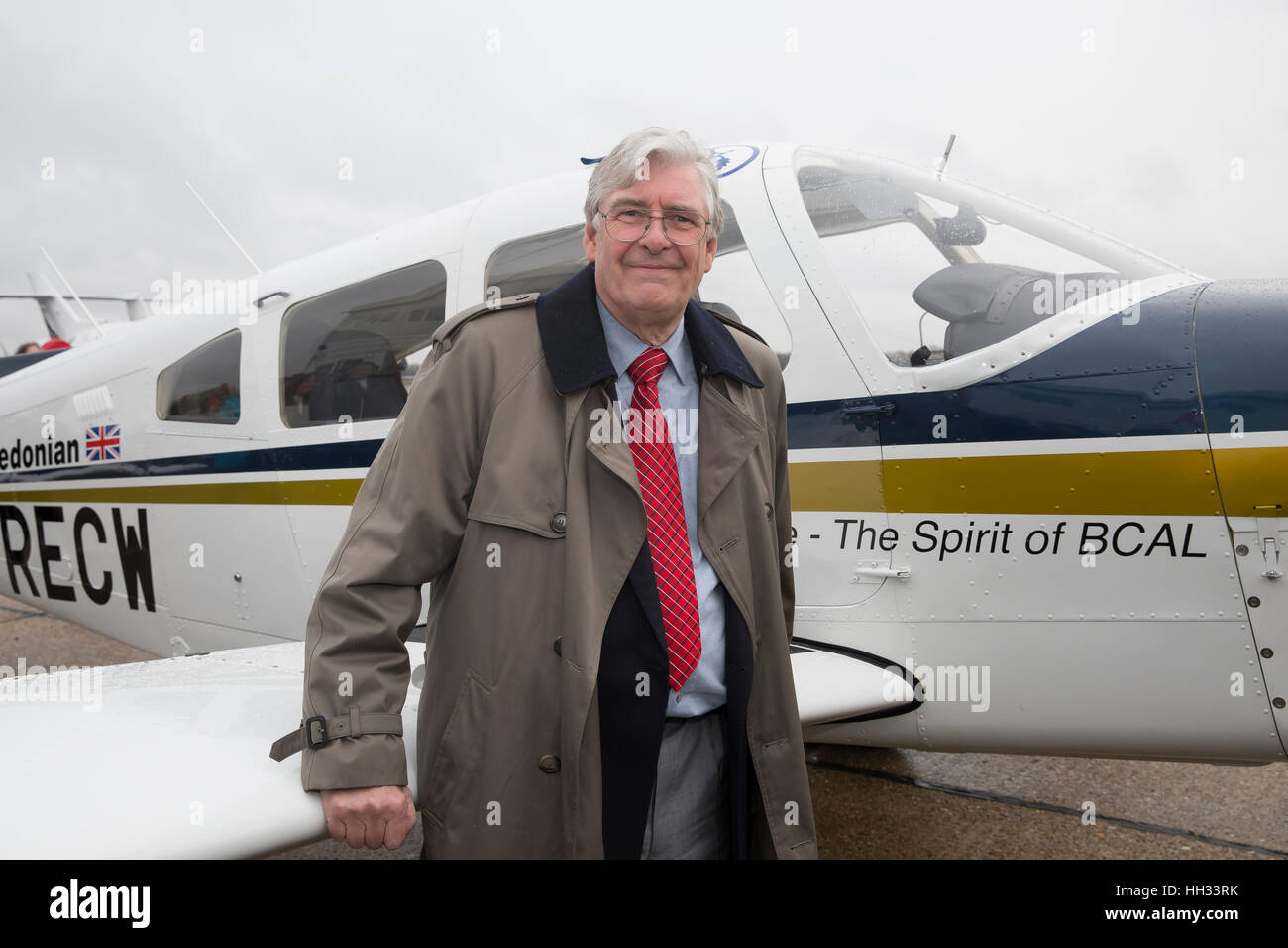 Biggin Hill, UK. 16th January 2017. The aeroplane, a Piper Archer 4-seater trainer/tourer,  has been named ‘Julie – The Spirit of BCAL’ in celebration of the life of Julie Washington, a former British Caledonian staff member who passed away last year and was cared for at the Phyllis Tuckwell Hospice Care Centre. Credit: Keith Larby/Alamy Live News Stock Photo