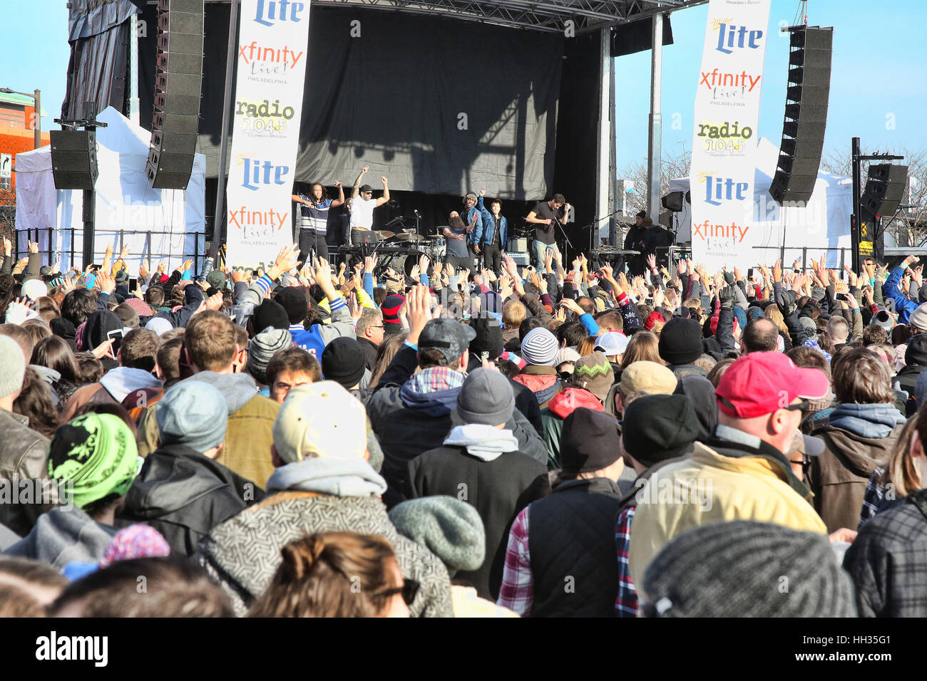Philadelphia, USA. 15th Jan, 2017. Capital Cities performing at Radio 104.5 Winter Jawn at
