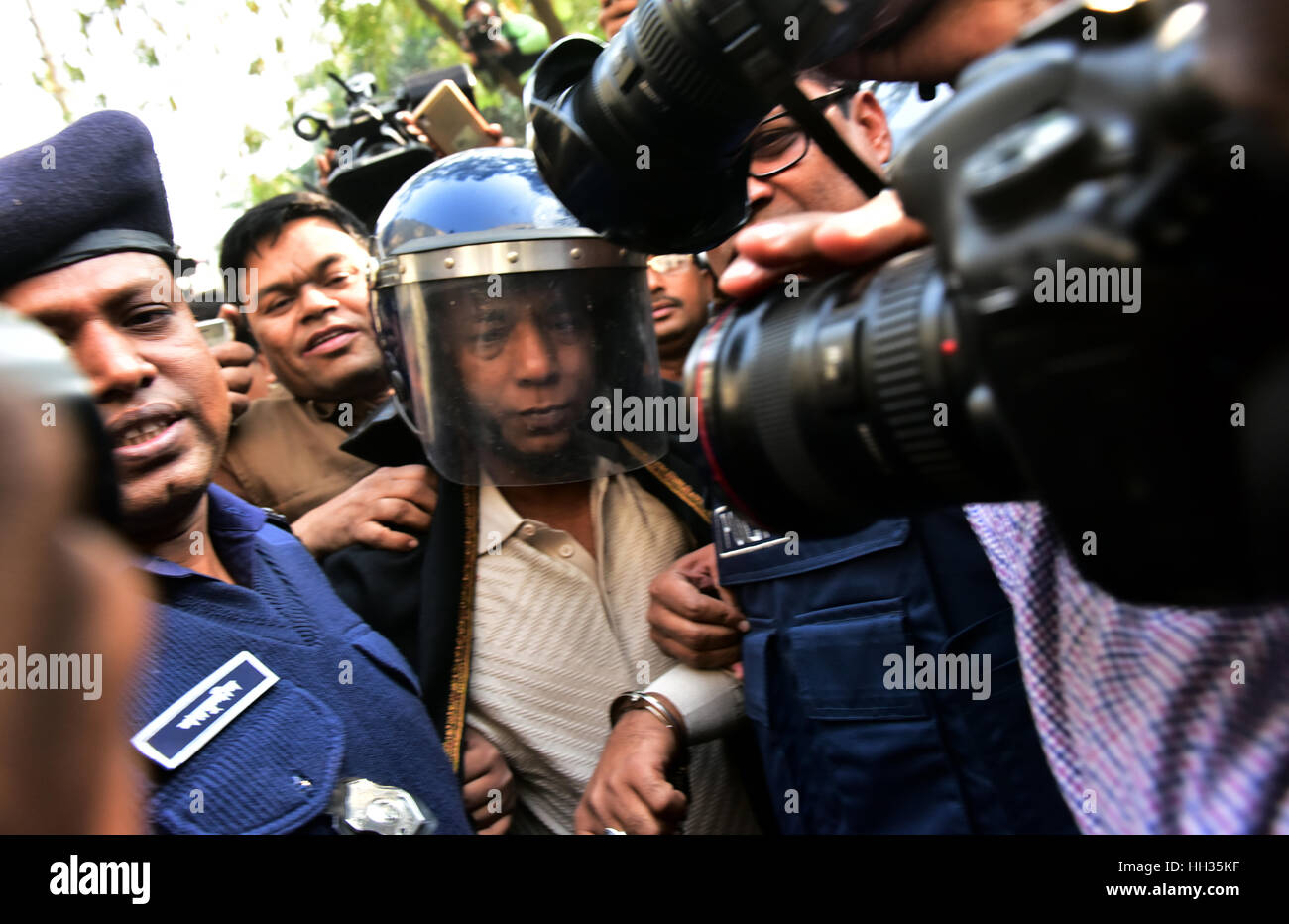 Dhaka, Bangladesh. 15th Jan, 2017.  A Narayanganj court on Monday awarded the death penalty to former Narayanganj councillor Nur Hossain and former commanding officer of Rapid Action Battalion (RAB)-11 Tareque Sayeed Mohammad and 24 other people for Narayanganj seven-murder. Death row Narayanganj 7-murder case Nur Hossain . Credit: mohammad ibrahim/Alamy Live News Stock Photo