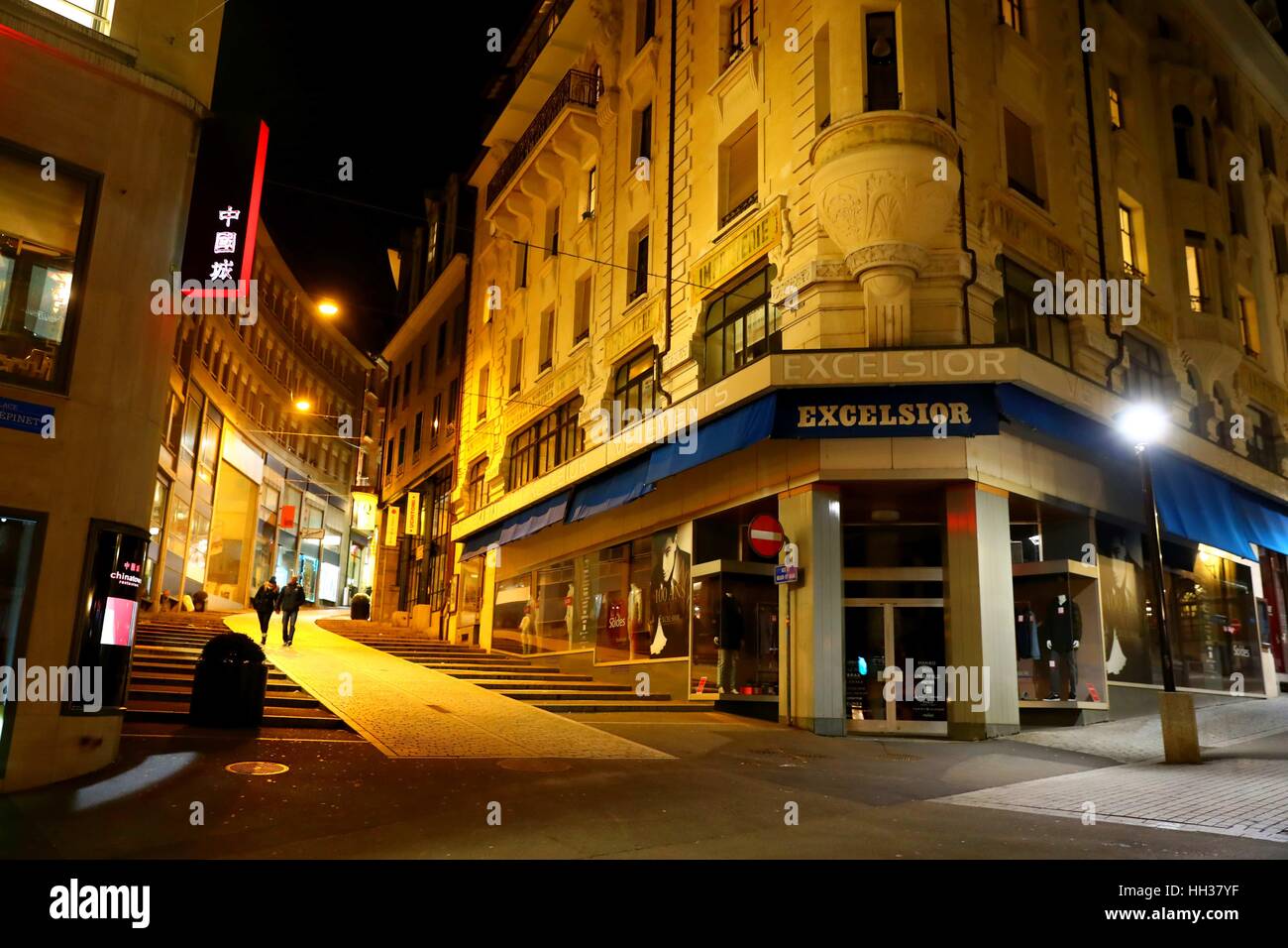 Lausanne, Switzerland. 16th Jan, 2017. Photos show night views of the